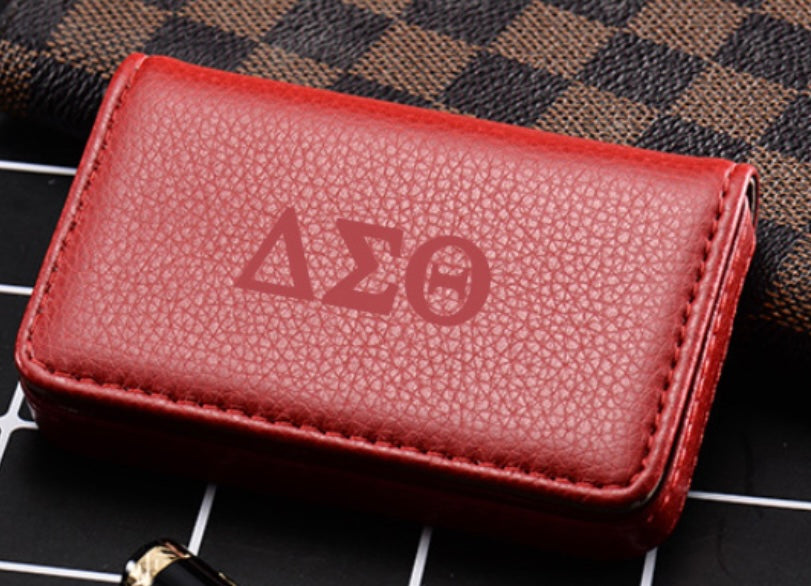 Leather Portable Credit Card Holder - Red