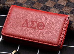 Leather Portable Credit Card Holder - Red
