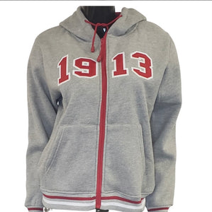 Delta Sweatshirt Zip "1913" Hoodie - Grey