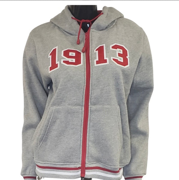 Delta Sweatshirt Zip "1913"  Hoodie - Red