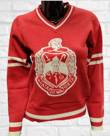 Delta Chenille Varsity Sweater - Red