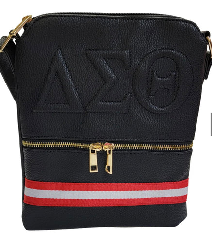 Delta Crossbody Bag - Black red/white stripe