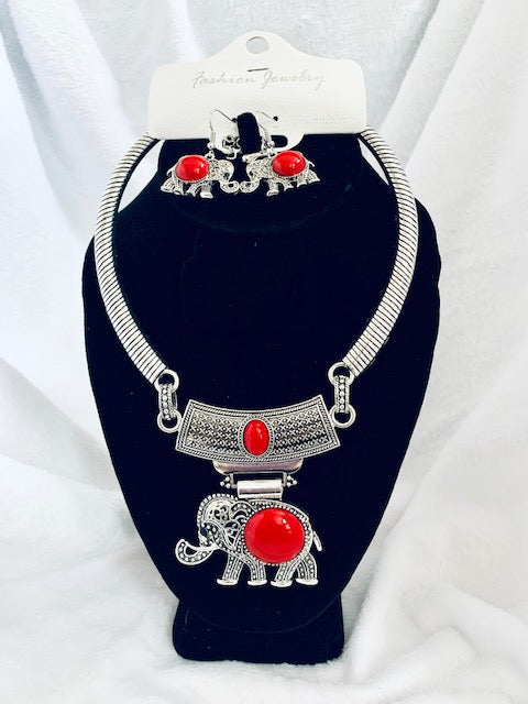 Elephant Necklace & Earrings Set