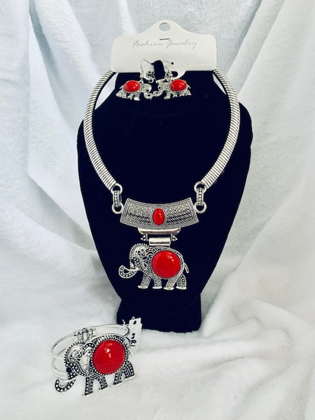 Elephant Necklace & Earrings Set