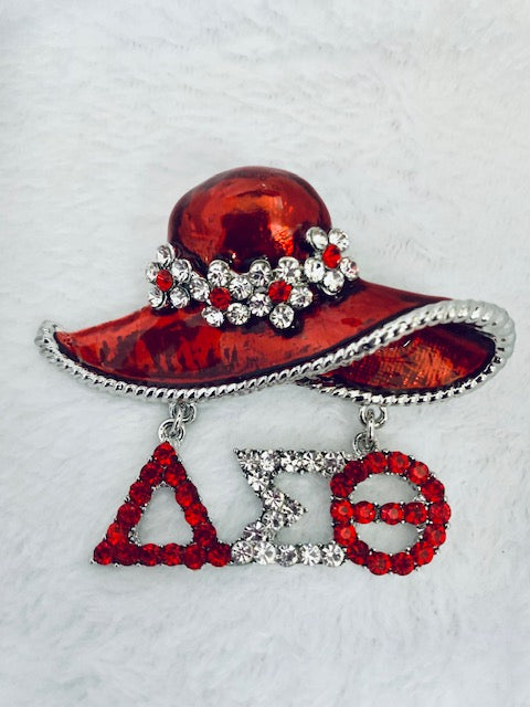 Delta Red Hat Bling Lapel Pin