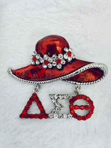Delta Red Hat Bling Lapel Pin