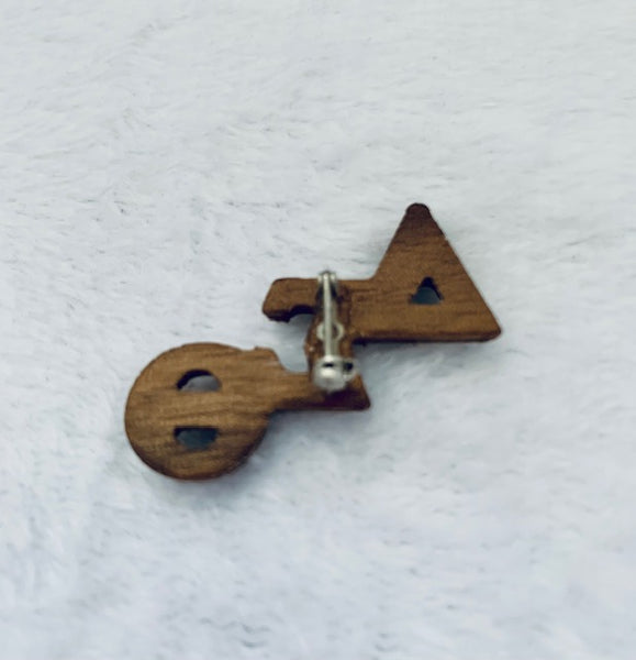 Delta Wooden Greek Lapel Pin - Small