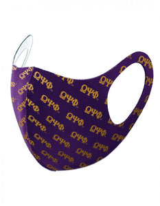 Omega 3D Lightweight Face Mask - Purple/Gold Greek Letters